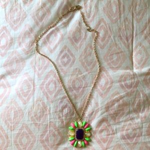 J. Crew Factory Long Neon & Rhinestone Necklace